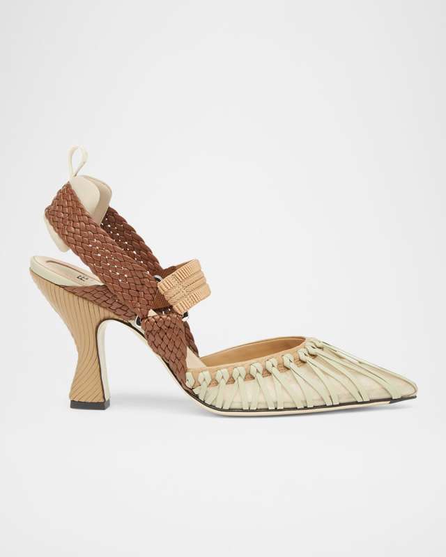 Colibri Woven Leather Sporty Slingback Pumps